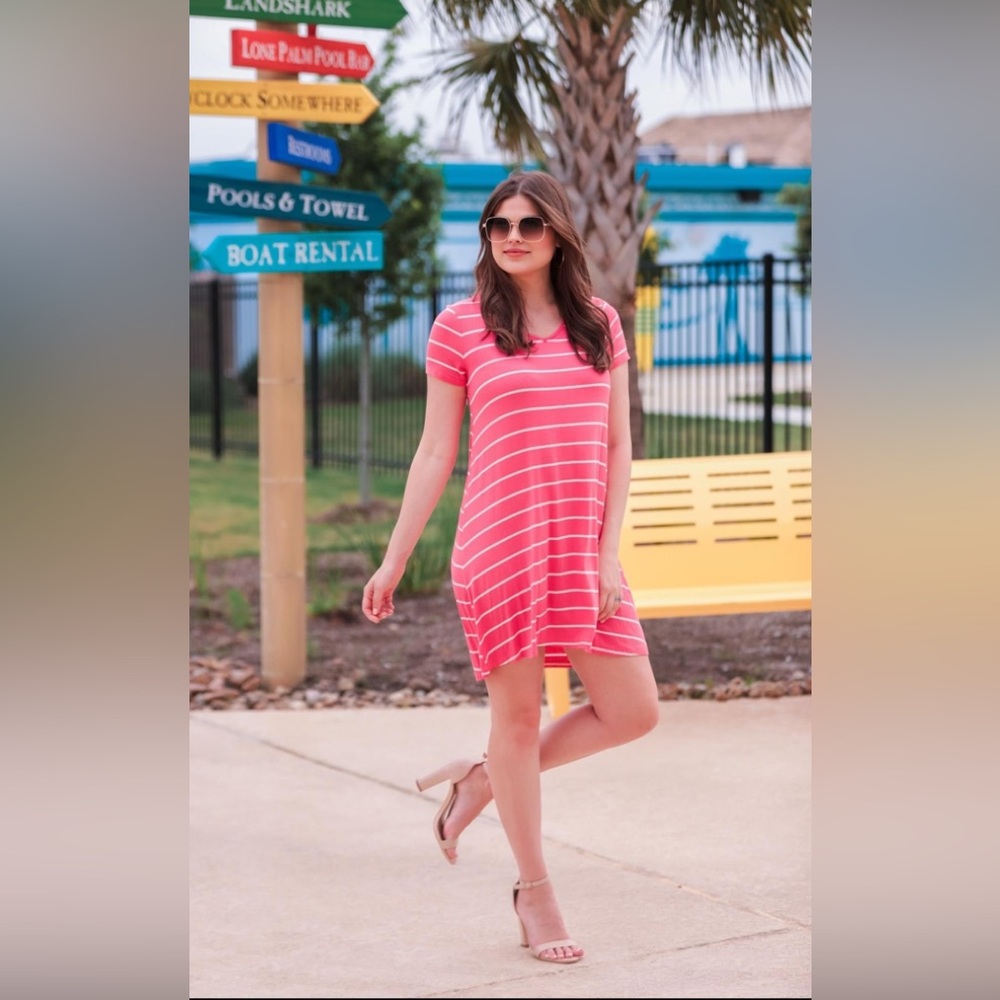 Jess Lea Striped Dress in Salmon